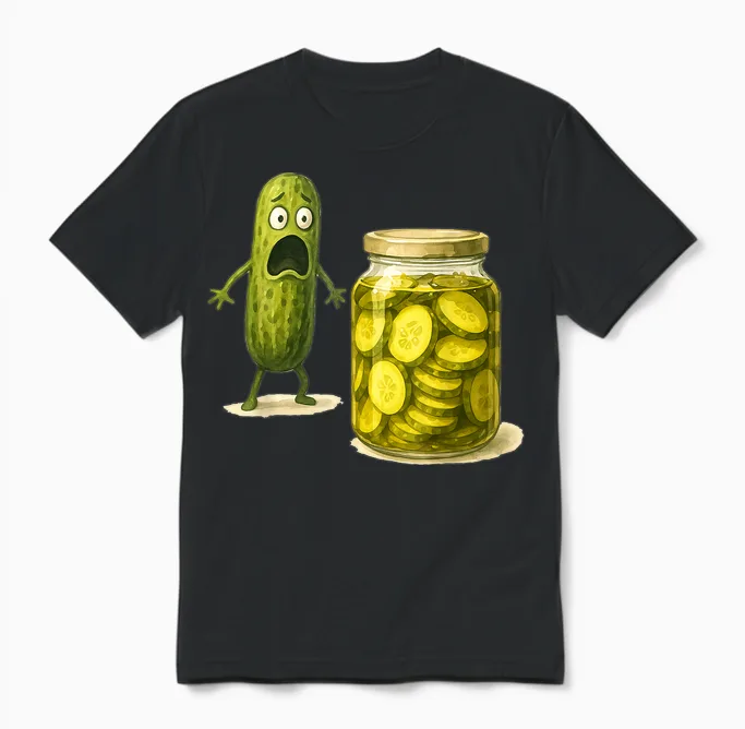 Pickle Funny Surprise Humor Food Cute T-Shirt, Black, S Unisex T-Shirt in Black