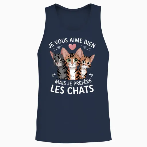 I Like You but I Prefer Cats Humor Cat Unisex Tank Top - Navy