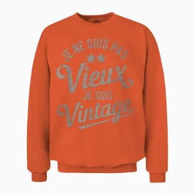 Je Ne Suis Pas Vieux Je Suis Vintage Gift Man T-Shirt, Black, S Unisex Sweatshirt - Orange
