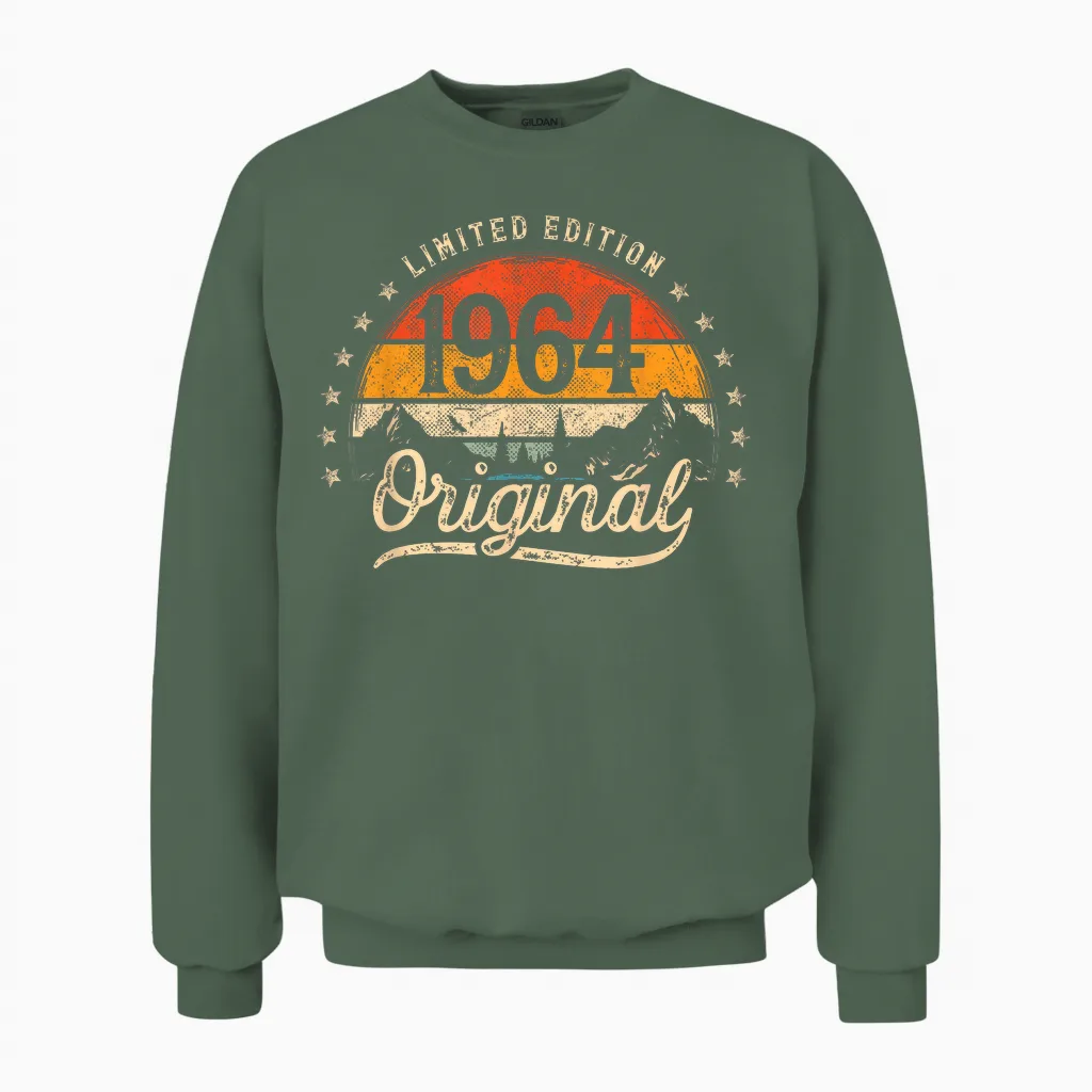 Limited Edition Original 1964 Vintage 62. Geburtstag Mann Unisex Sweatshirt in Military Green