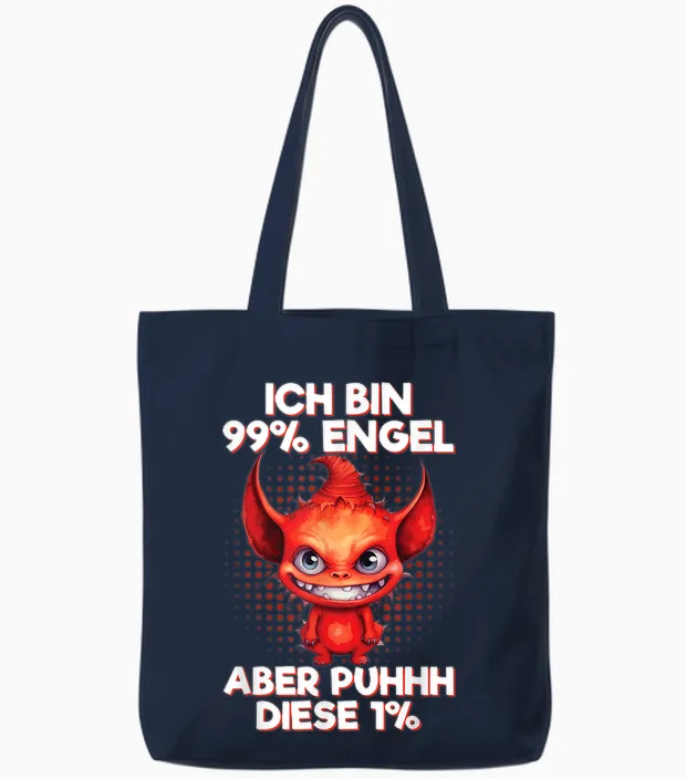Ich Bin 99% Engel Aber Puhhh Diese 1% Kleines Teufelchen Tote Bags in Navy