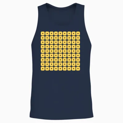 Yellow Retro Floral Pattern Unisex Tank Top - Navy