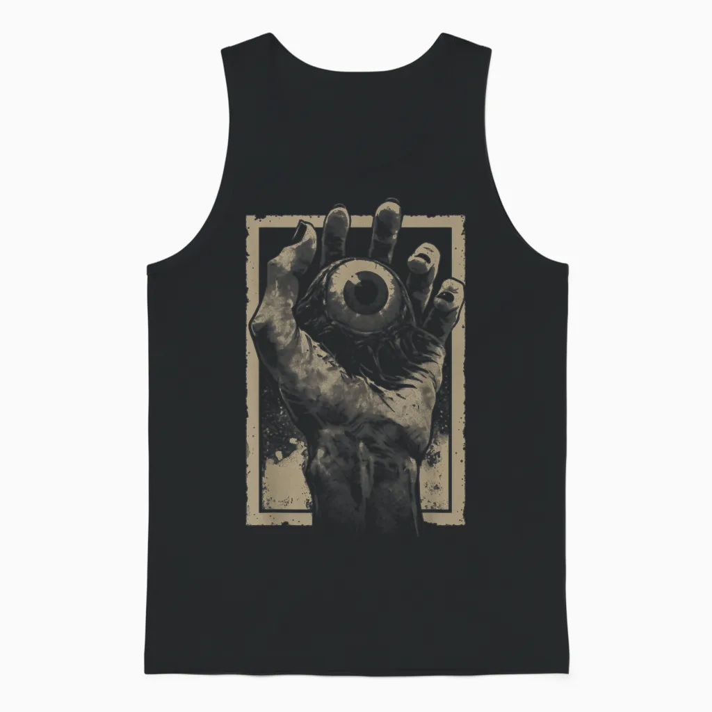 Scary Horror Hand Eye Weirdcore Gothic Occult Trippy T-Shirt, Black, S Unisex Tank Top in Black