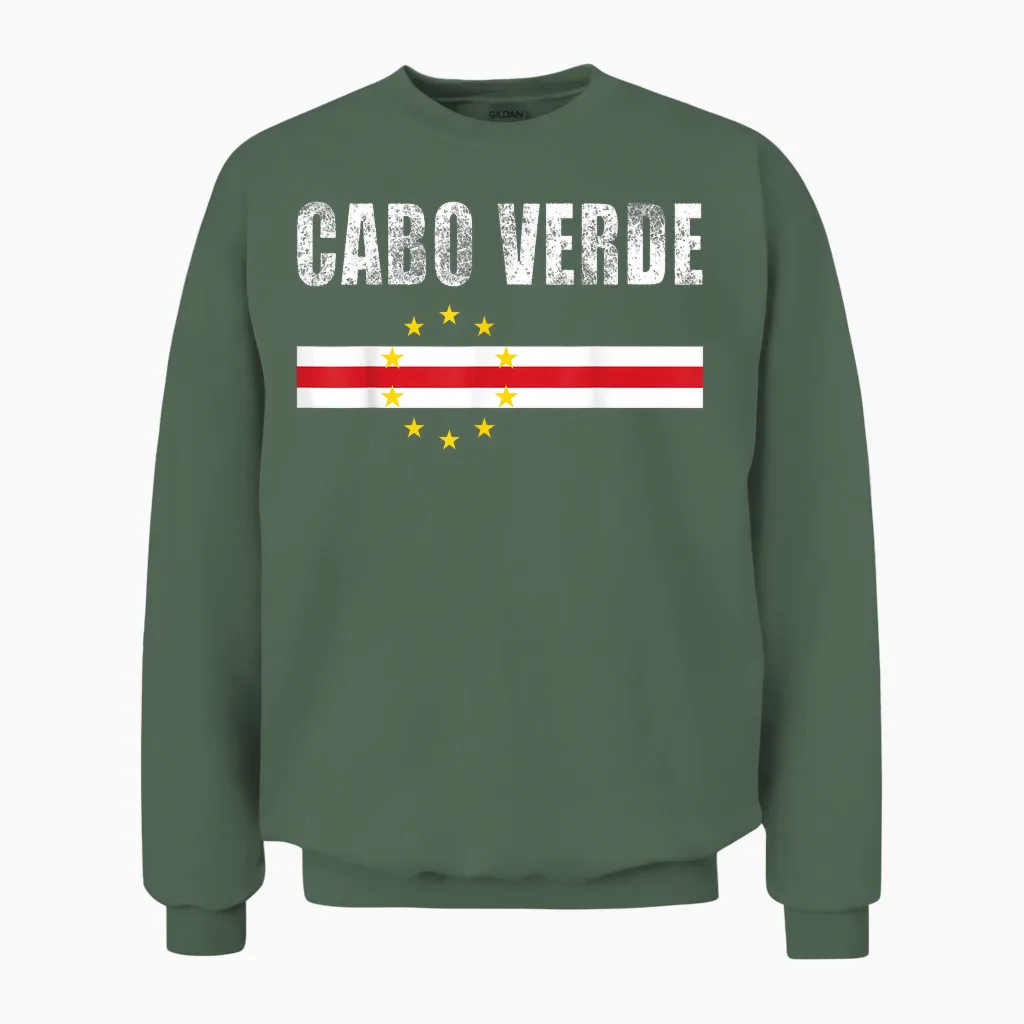 Cape Verde Flag, Cape Verdean, Proud Cabo Verde Unisex Sweatshirt in Military Green