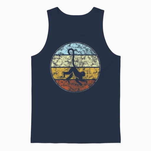 Monkey Retro Unisex Tank Top in Navy