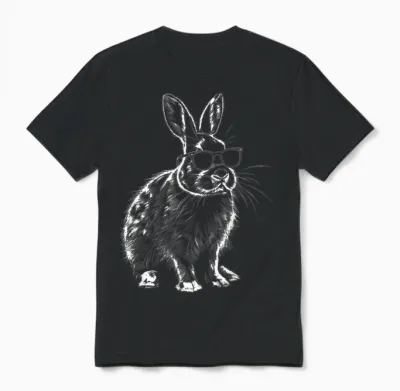 Rabbit Animal Lovers Cute Rabbit Bunny Sunglasses Unisex T-Shirt - Black