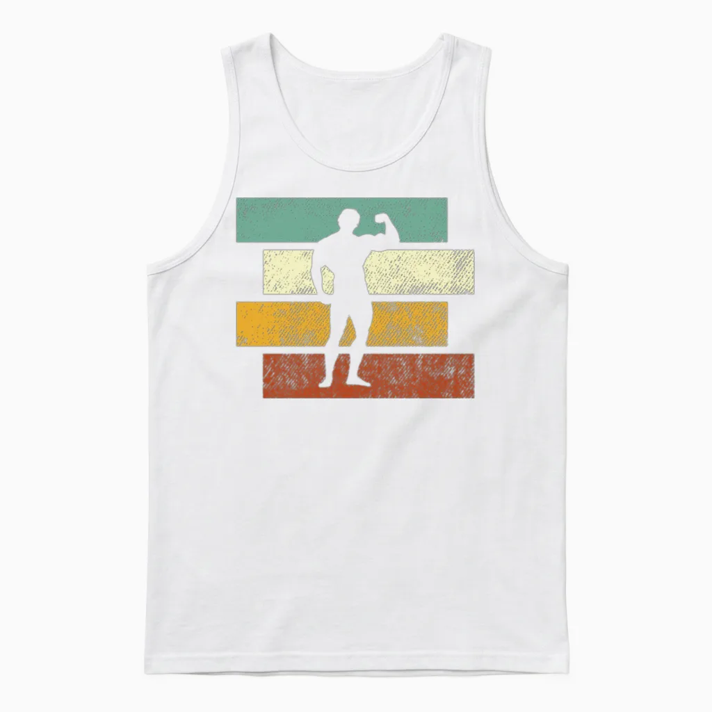 Body Building Retro Unisex Tank Top in White
