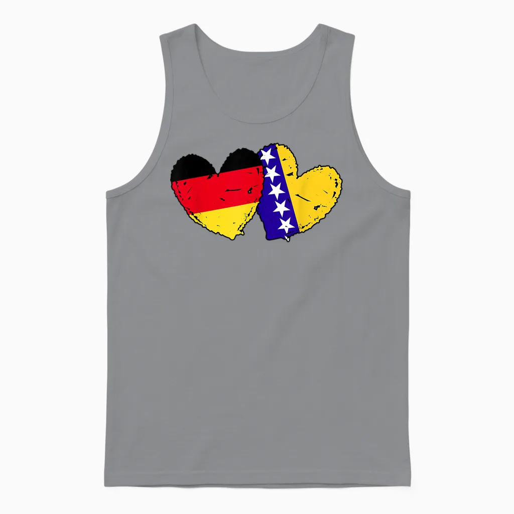 Deutschland Bosnien Herzegowina Herz Flagge Deutsch Bosnisch Unisex Tank Top in Sport Grey