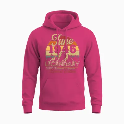 Vintage Cadeau D'anniversaire 80 Ans Pour Né En Juin 1946 Unisex Hoodie - Heliconia