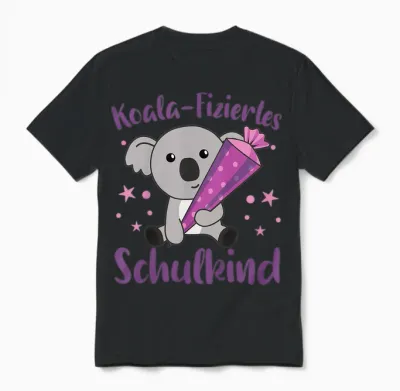 Koala Schule Einschulung Koala Fiziertes Schulkind Unisex T-Shirt - Black