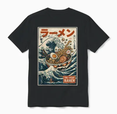 Ramen Japan Streetwear Cyberpunk Y2k Retro Manga Anime T-Shirt, Black, S Unisex T-Shirt - Black