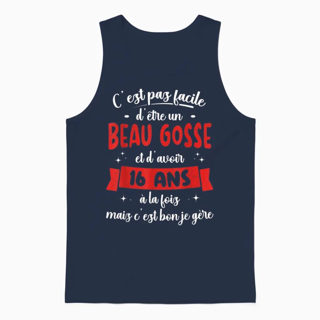 16 Years Birthday Gift Boy Beautiful Kid Gift Idea T-Shirt, Black Unisex Tank Top in Navy