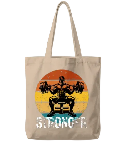 Retro Strongman Lift Tote Bags - Natural