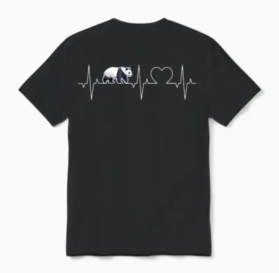 Herzschlag Panda Ekg Bambusbär Herz Pandabär Unisex T-Shirt - Black