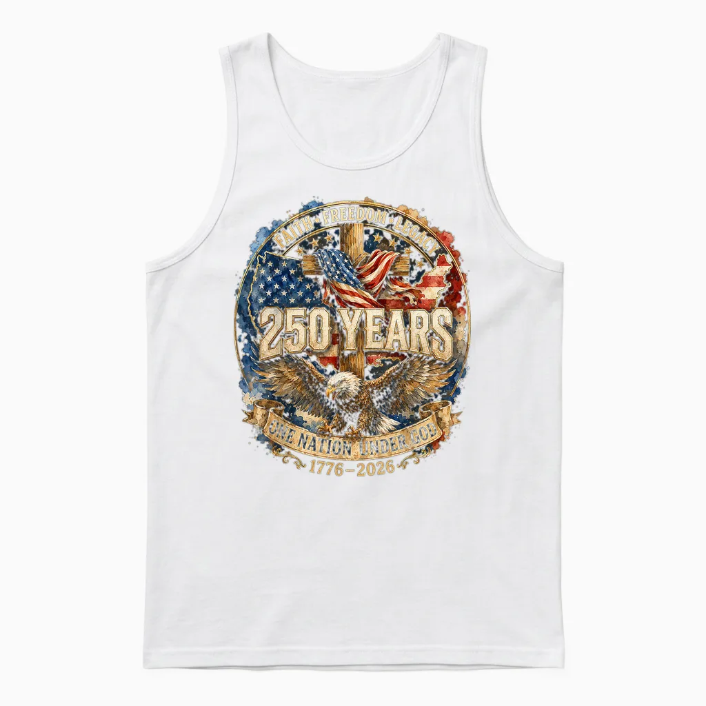 250 Years American 1776 2026 250th 4th July Independence Day Unisex Tank Top in White