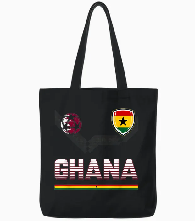 Ghana Fußball-Fan-Trikot Ghanaian Flagge Fußballliebhaber Tote Bags in Black