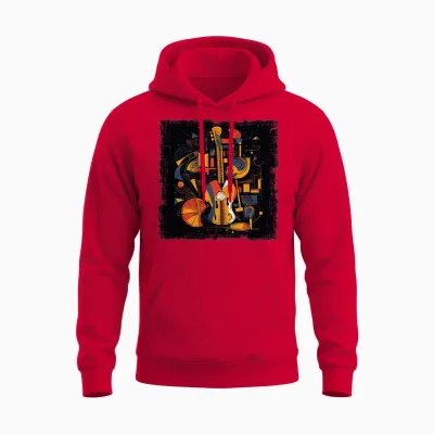 Abstract Music Instruments Unisex Hoodie - Red