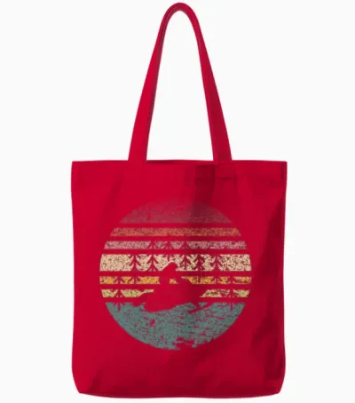 Snowmobiling Retro Tote Bags - Red