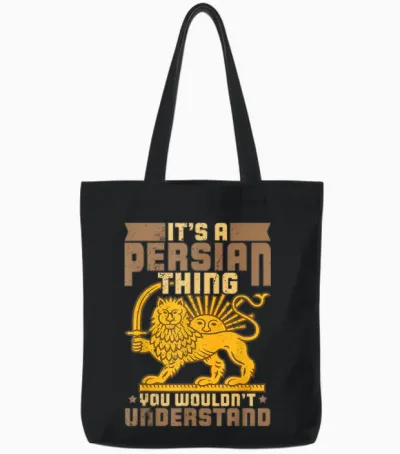 Persian Antique Flags Iran Asia Farsi Iranian Art Literature T-Shirt, Black Tote Bags - Black