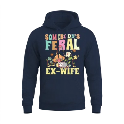 Somebody's Feral Ex-Wife Opossum Mushroom Floral Unisex Hoodie - Navy
