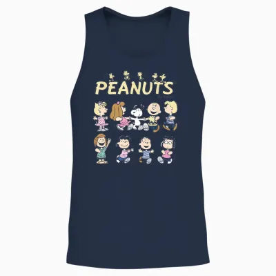 Peanuts Snoopy and Friends Dancing,short Sleeve Unisex Tank Top - Navy