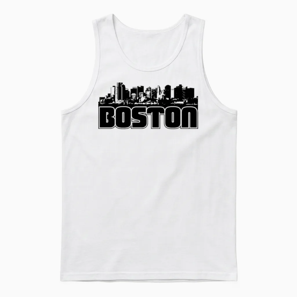 Boston Skyline Unisex Tank Top in White