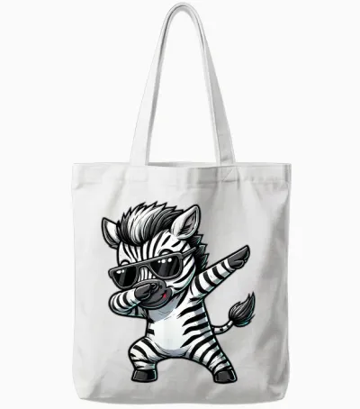 Dabbing Zebra Funny Zebra on Dabben Gift Zebra T-Shirt, Black Tote Bags - White