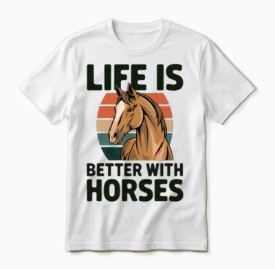 Life Is Better with a Horse, Love of Horses Unisex T-Shirt - White
