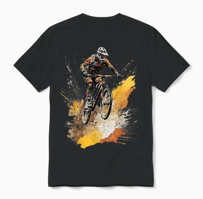 Mountain Bike Mtb Downhill Cycling E-Bike & Bicycle T-Shirt, Black Unisex T-Shirt in Black