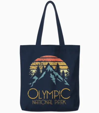 Olympic National Park Washington Mountains Tote Bags - Navy