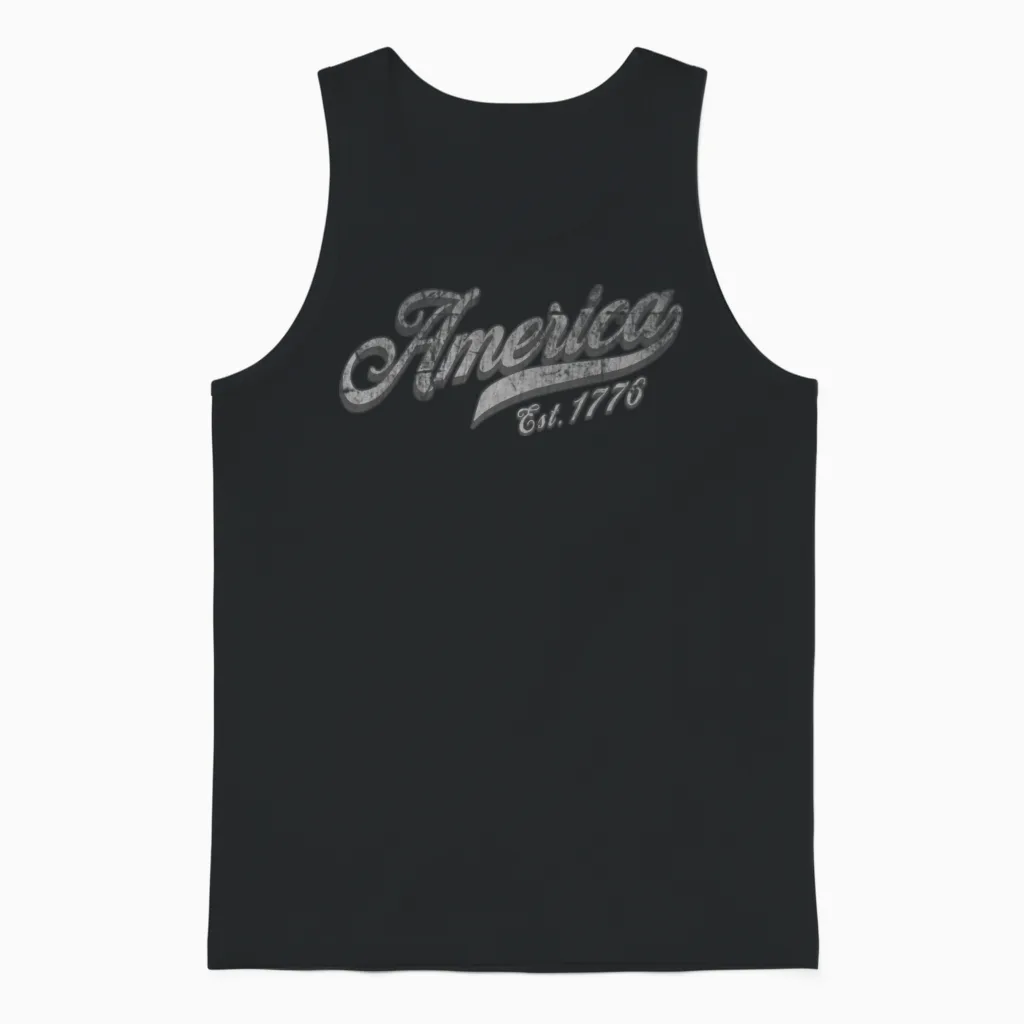 America Est. 1776 - Patriotic & 4th of July Unisex Tank Top in Black