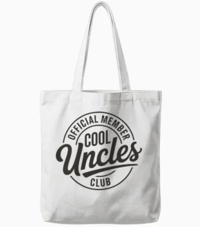 Official Member Cool Uncles Club Funny Uncle Father's Day Tote Bags - White