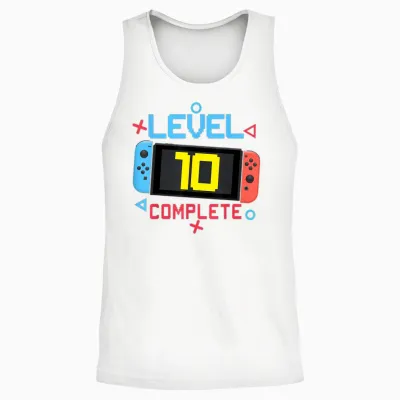 Level 10 Complete Boy 10 Years Old Bday 10th Birthday Gifts T-Shirt, Black Unisex Tank Top - White
