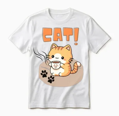 White & Orange Cute Cat Resting on Sofa Unisex T-Shirt - White