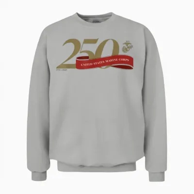 United States Marine Corps 250th Birthday Gold Logo Unisex Sweatshirt - Ash