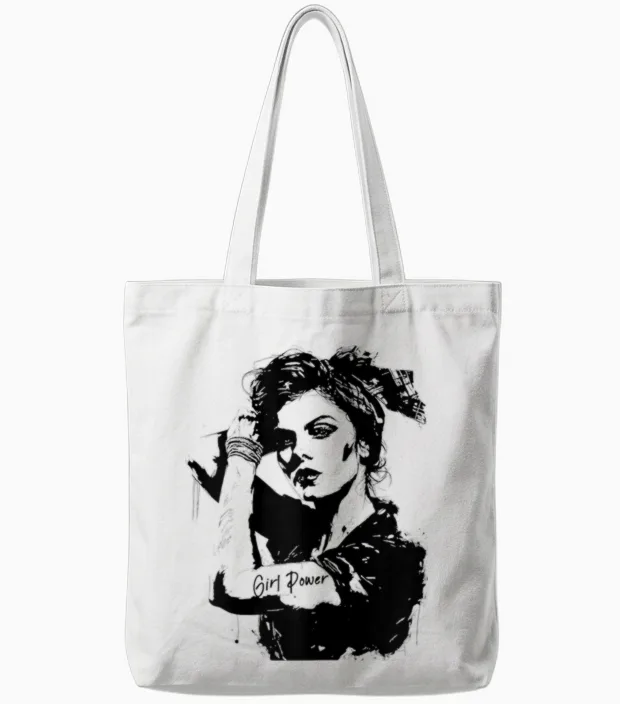 Pin Up Für Rockabilly Damen Damen Rockabilly Girl Power T-Shirt Weiß Xs Tote Bags in White