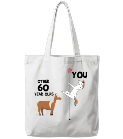 60th Birthday Funny, Unicorn Pole Dancer Tote Bags - White