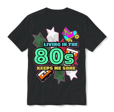 1980 80s Retro Unisex T-Shirt - Black