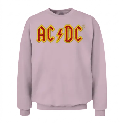 Ac/dc Chest Logo in Red and Yellow Unisex Sweatshirt - Light Pink