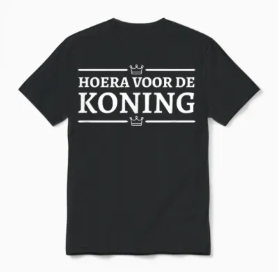 Hoera Voor De Koning Kingsday Koningsdag 2026 Party Oranje Unisex T-Shirt - Black