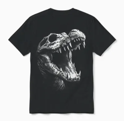 Crâne Gothique Crocodile Animal Alternatif Grunge Esthétique Unisex T-Shirt - Black