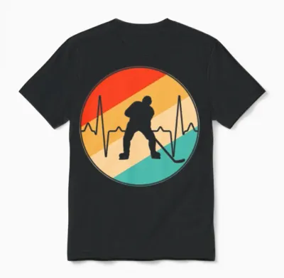 Ice Hockey Retro Heartbeat Unisex T-Shirt - Black