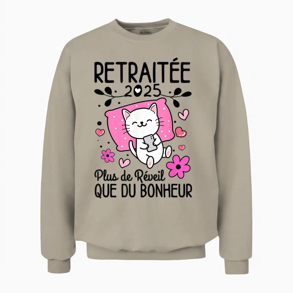 Retired Women 2025 Humor Retirement Gift 2025 T-Shirt, Blue, S Unisex Sweatshirt in Sand