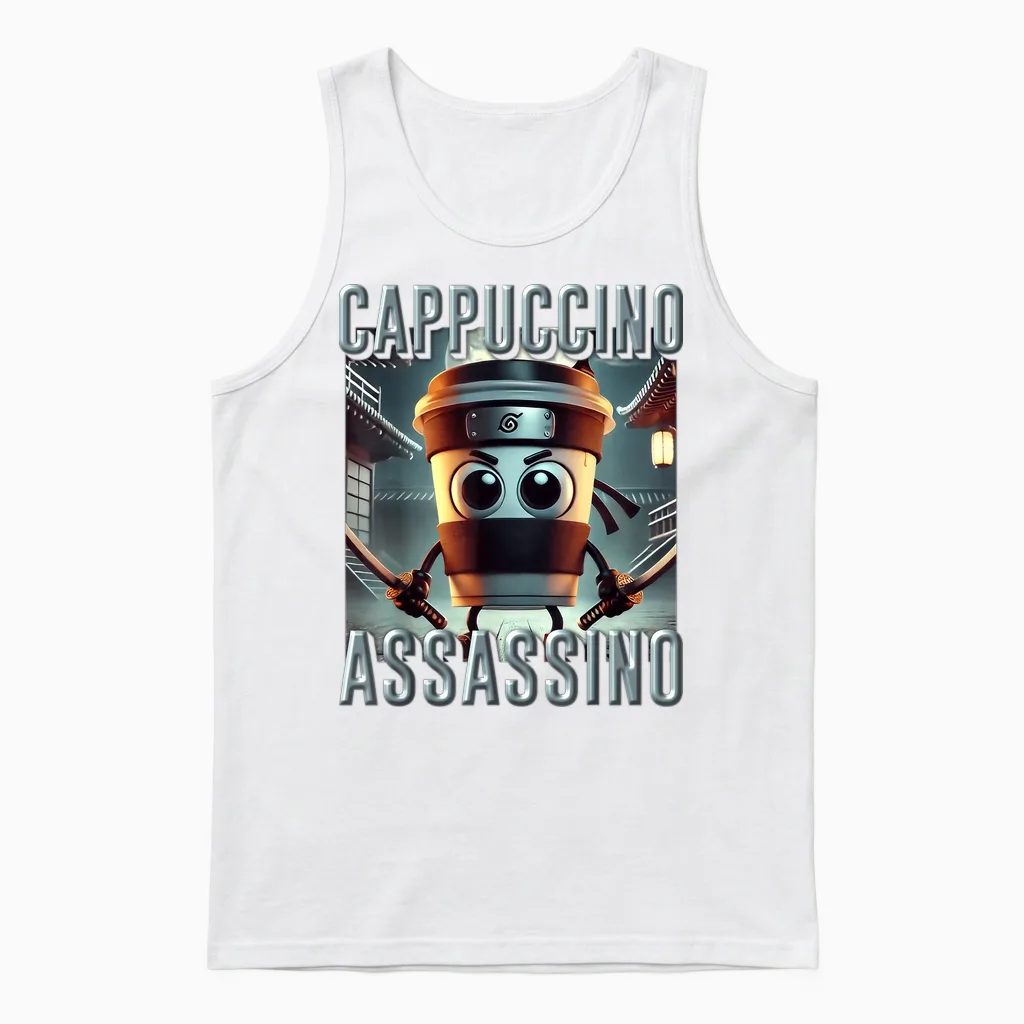 Trending Meme Brainrot Italian Cappuccino Assassino Für Kinder Unisex Tank Top in White