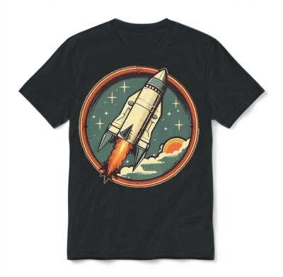 Retro Rocket Unisex T-Shirt - Black