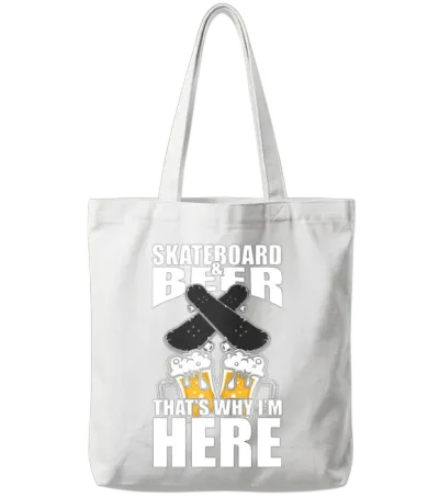 Funny Beer Shirt Funny Skateboard Picture Tote Bags - White