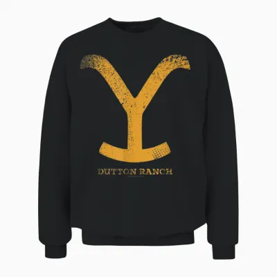 Yellowstone Dutton Ranch Gold Y Logo Unisex Sweatshirt - Black