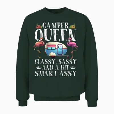 Funny Camper Queen Sassy Gift for Women Rv Camping Lovers Unisex Sweatshirt - Forest
