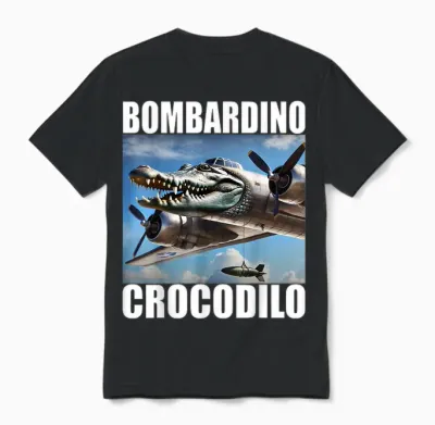 Meme Italiano Bombardino Crocodilo Brainrot Unisex T-Shirt - Black