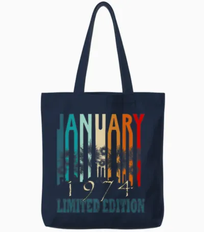 Born 1974 Januar Y Vintage Gift Tote Bags - Navy